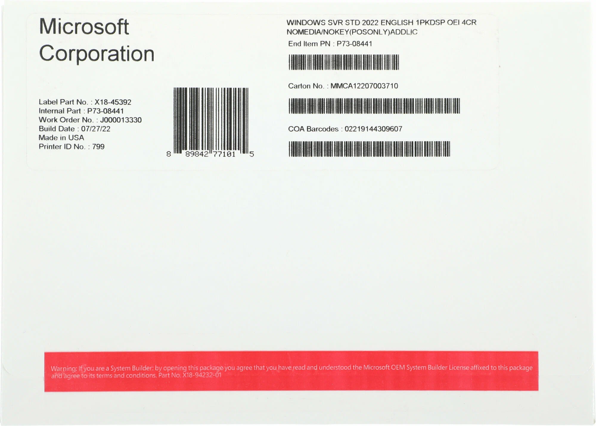 

Офисная программа Microsoft Windows Svr Std 2022 Eng (P73-08441), Windows Svr Std 2022 Eng