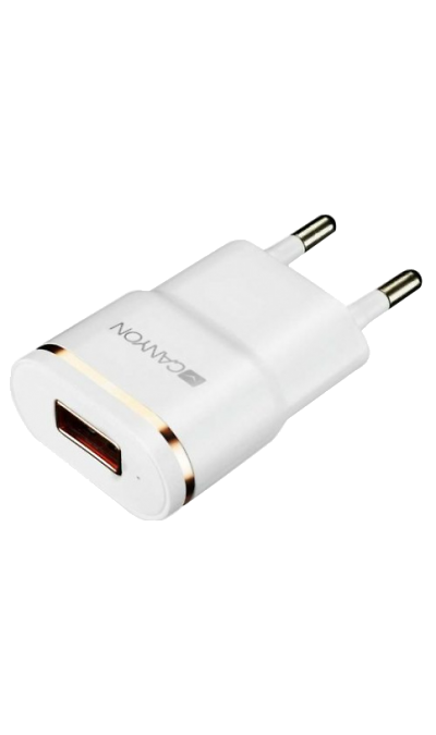 Зарядное устройство сетевое Canyon CNE-CHA01WS USB-A 1A, белый с серебром