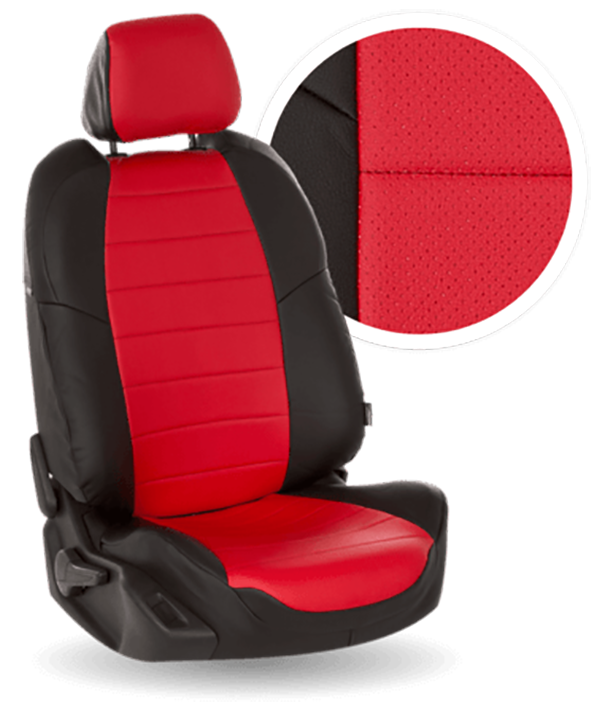 

Авточехлы Автопилот Volkswagen T-5 / Т-6 Экокожа / Черный + Красный