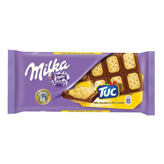 

Шоколад Milka с соленым крекером Tuc 87 г