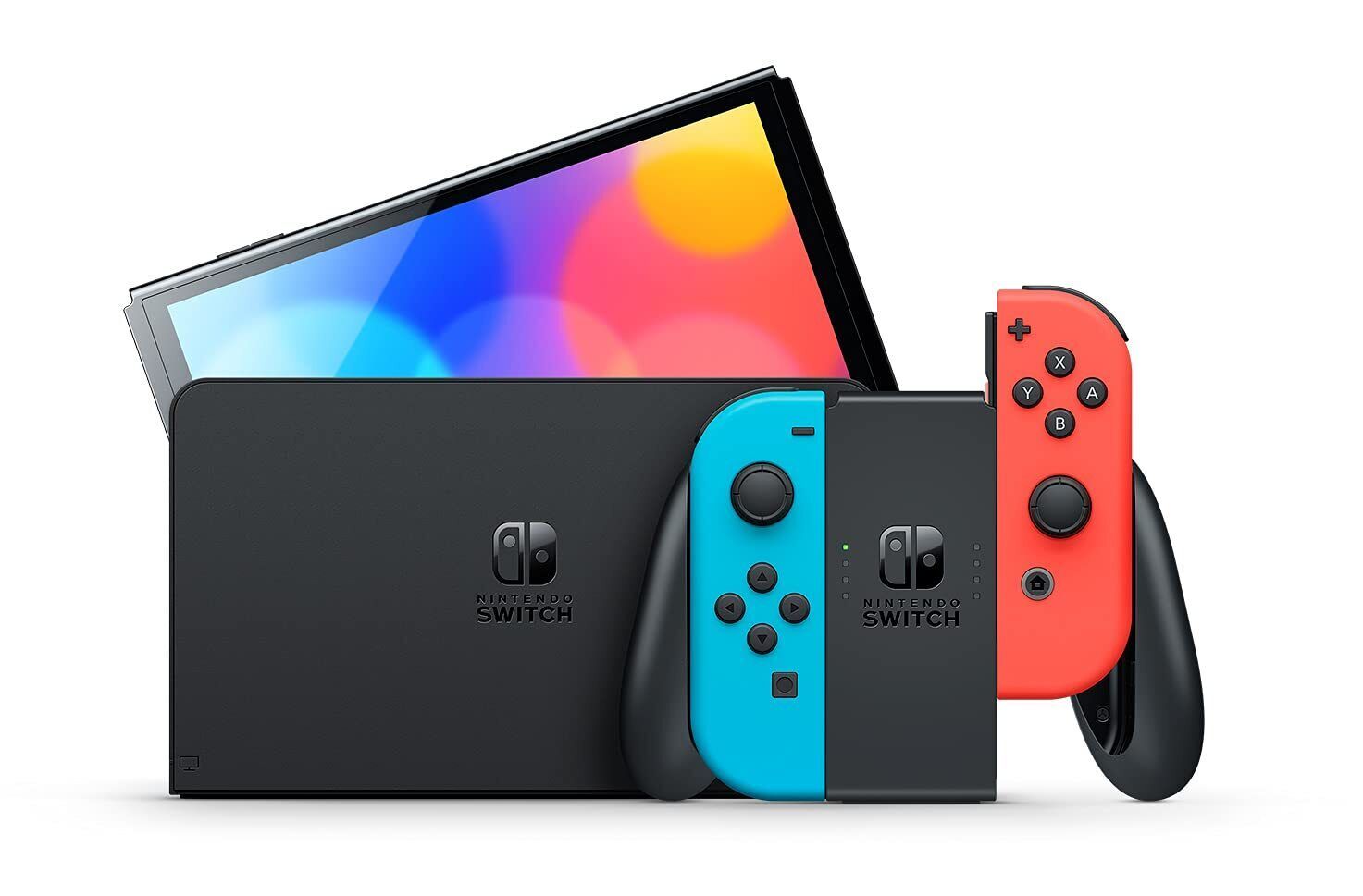 Приставка игровая Nintendo Switch Oled Joy-Con, неоновая красно-синяя