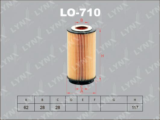 

Фильтр масляный двигателя LYNXAUTO lo710