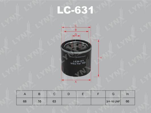 

Фильтр масляный двигателя LYNXAUTO lc631