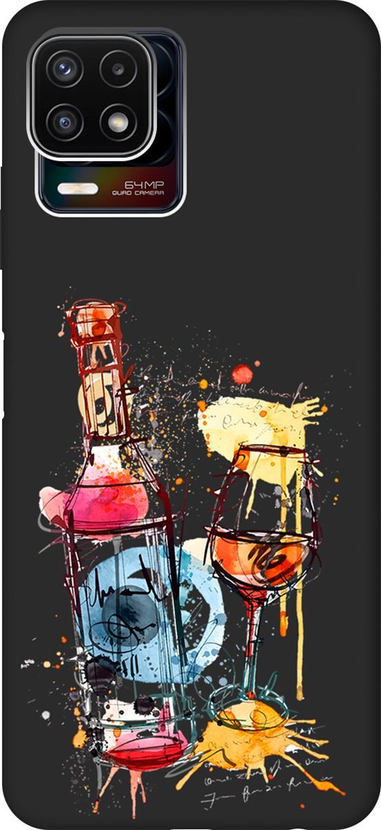

Матовый чехол на Samsung Galaxy A22s 5G "Aquarelle Wine" черный, Черный;голубой, 3917