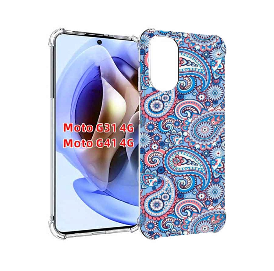 

Чехол MyPads красивый голубой арнамент для Motorola Moto G31 4G / G41 4G, Прозрачный, Tocco