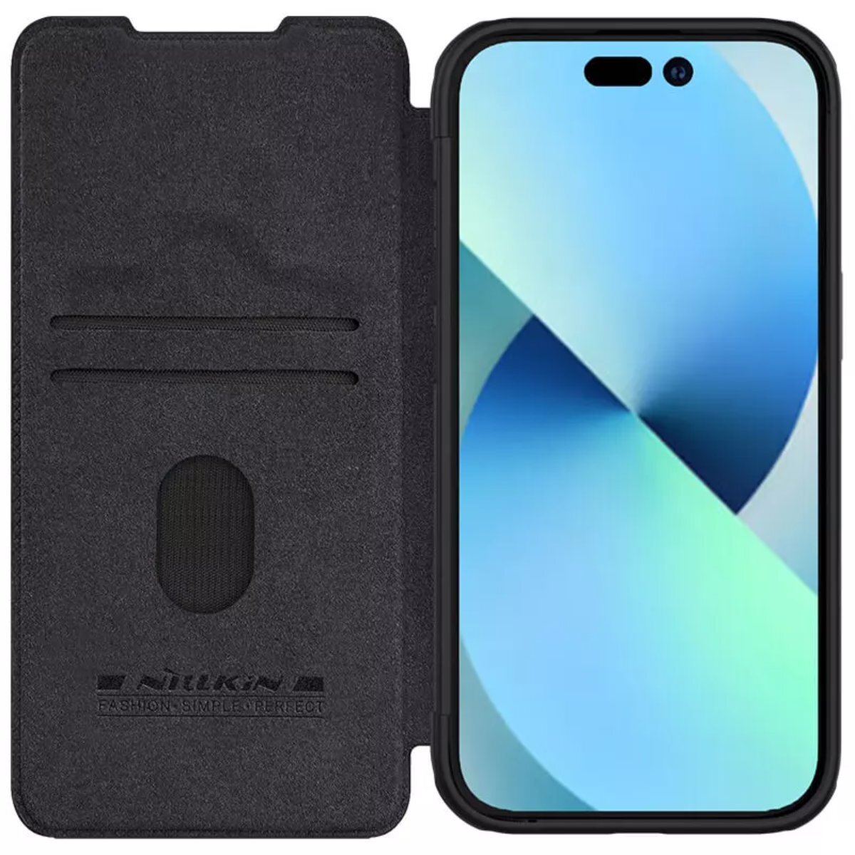 

Кожаный чехол-книжка Nillkin Leather Qin Pro c защитой камеры для iPhone 15, черный, Leather Qin Pro