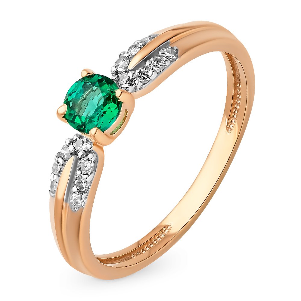 

Кольцо женское из красного золота с изумрудом, бриллиантом 585Gold 201012765, р, 201012765