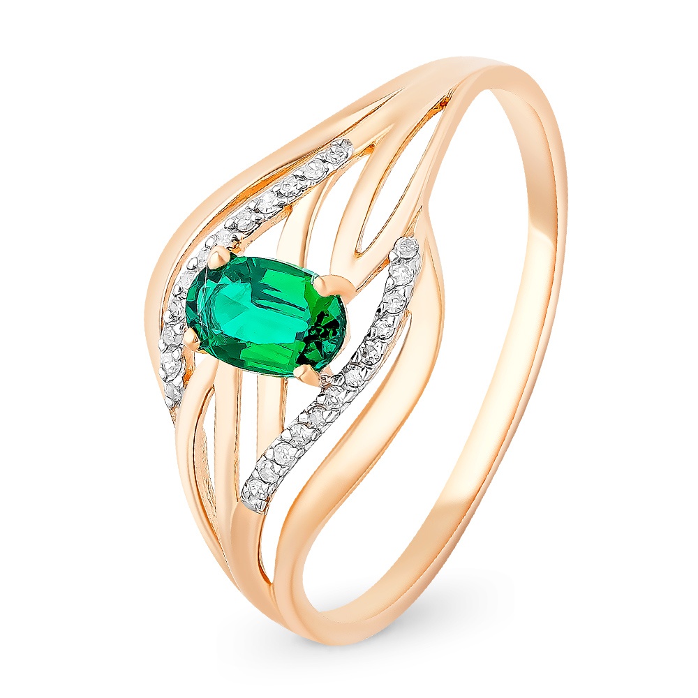

Кольцо из золота р. , 585Gold 101012820, изумруд искусственный, 101012820