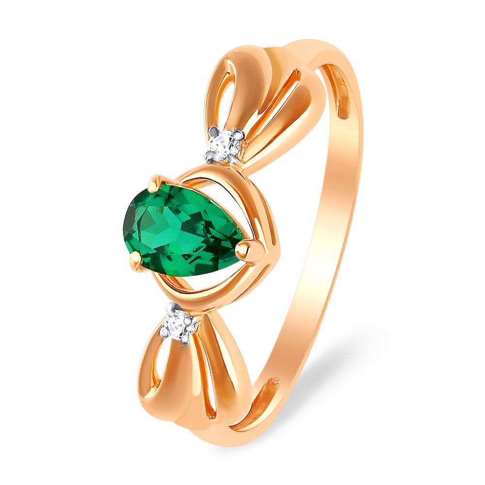 

Кольцо женское из красного золота с изумрудом, бриллиантом 585Gold 101012287, р, 101012287