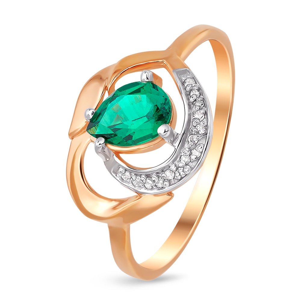 

Кольцо женское из красного золота с изумрудом, бриллиантом 585Gold 101011561, р, 101011561
