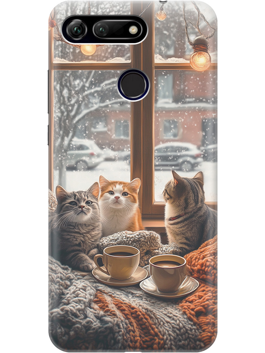 

Силиконовый чехол на Honor View 20 (V20) с принтом "Котики на подоконнике", Прозрачный;бежевый;белый;желтый;серый, 720257712