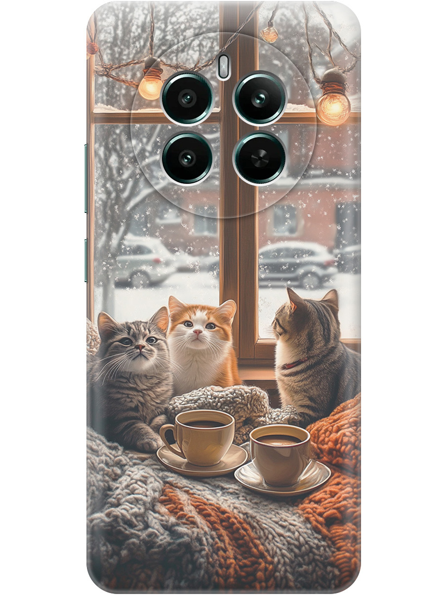 

Силиконовый чехол на Realme 12+ 5g / Narzo 70 Pro 5g с принтом "Котики на подоконнике", Прозрачный;бежевый;белый;желтый;серый, 783983212