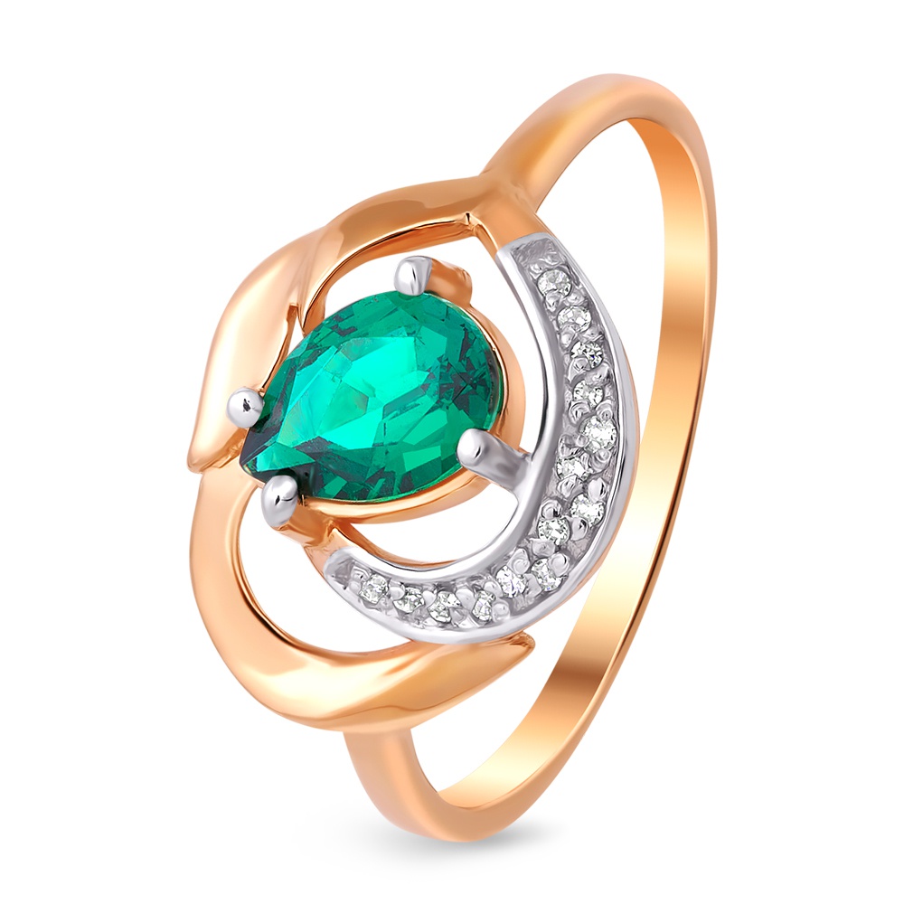 

Кольцо женское из красного золота с изумрудом, бриллиантом 585Gold 101011561, р, 101011561