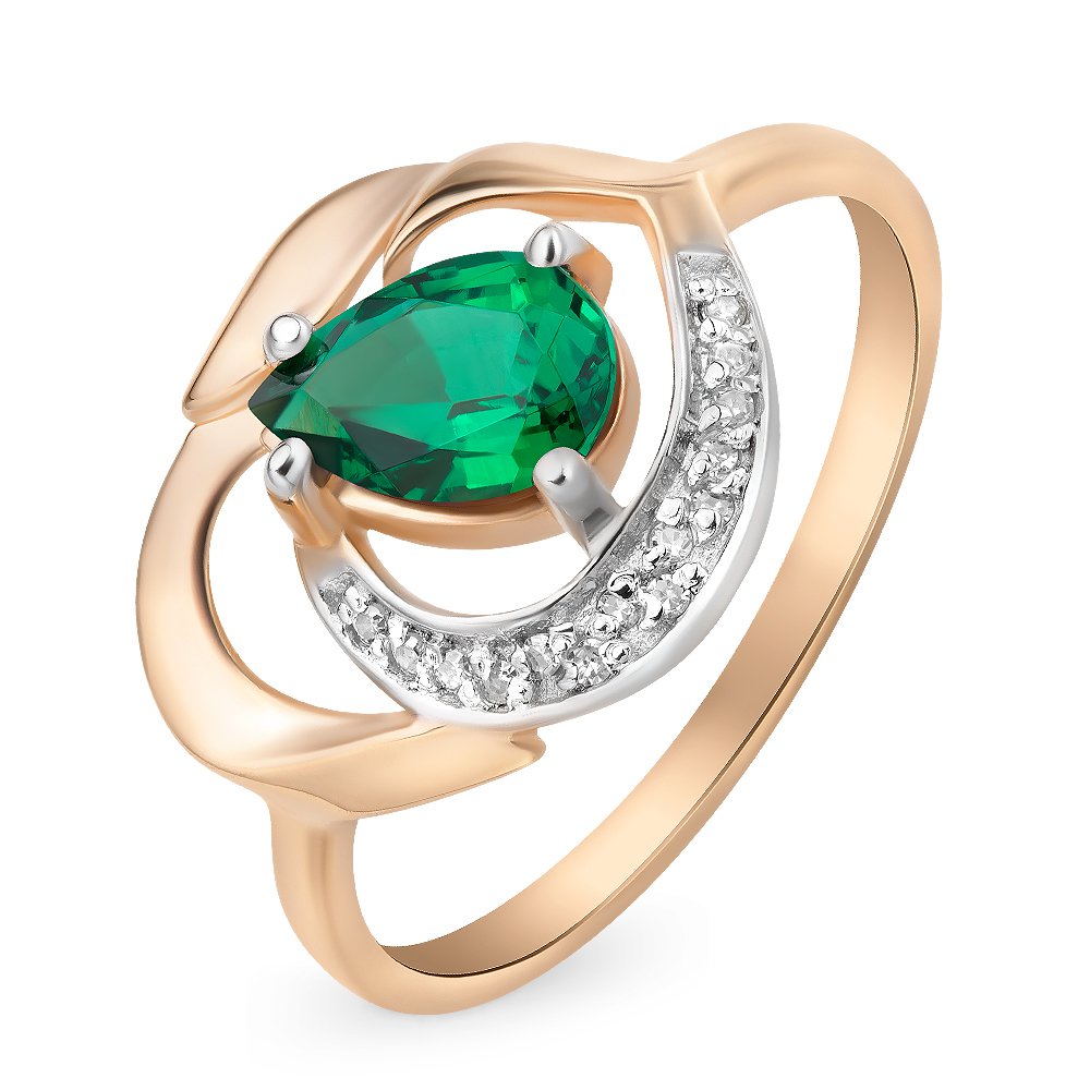 

Кольцо женское из красного золота с изумрудом, бриллиантом 585Gold 101011561, р, 101011561