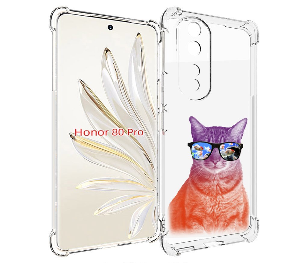

Чехол MyPads крутой кот-2 для Honor 80 Pro, Прозрачный, Tocco