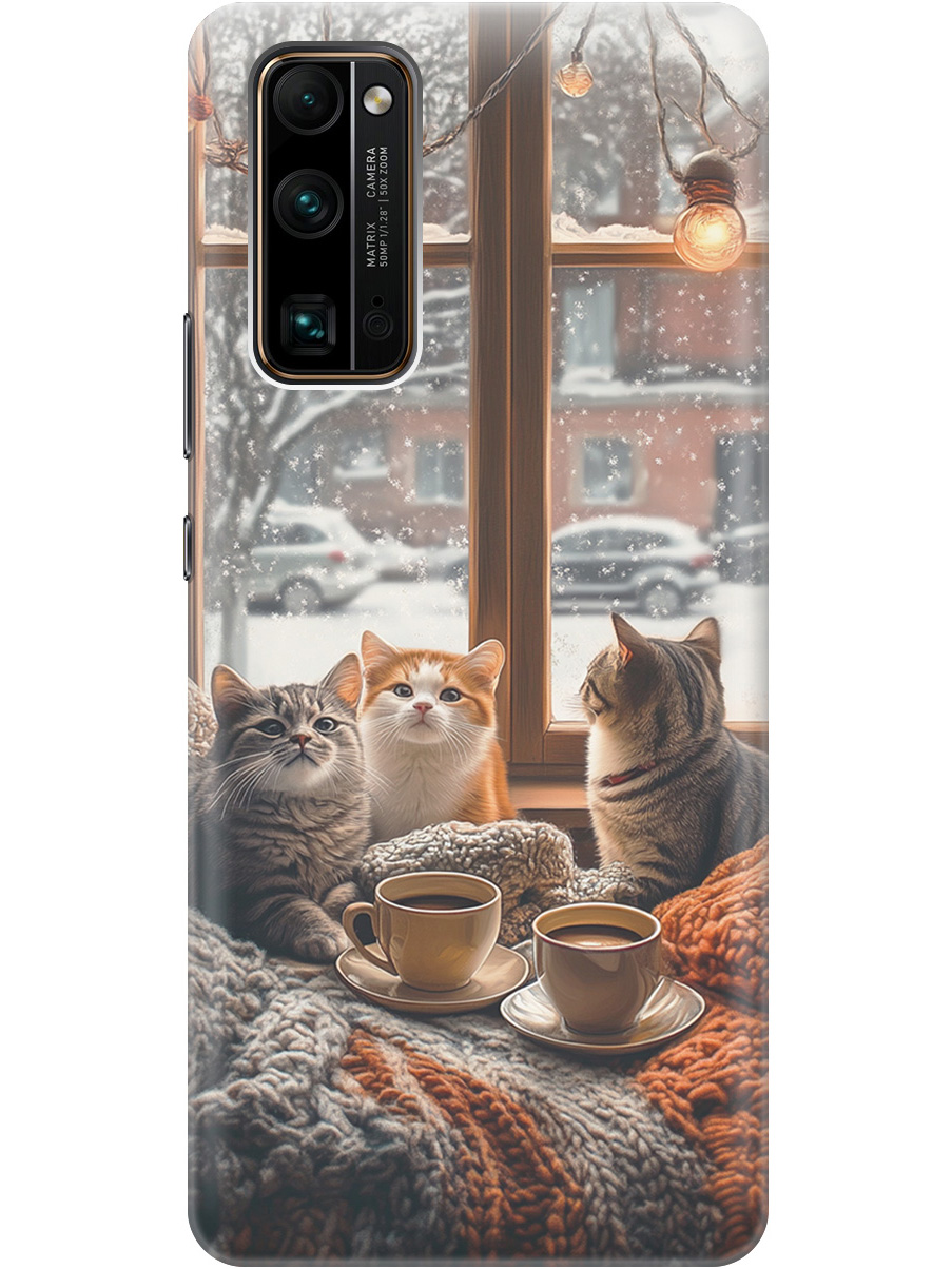 

Силиконовый чехол на Honor 30 Pro+ с принтом "Котики на подоконнике", Прозрачный;бежевый;белый;желтый;серый, 722945912