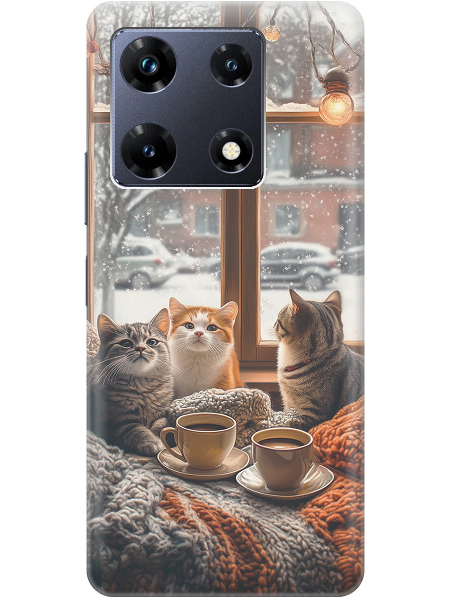 

Силиконовый чехол на Infinix Note 30 Pro с принтом "Котики на подоконнике", Прозрачный;бежевый;белый;желтый;серый, 773942812