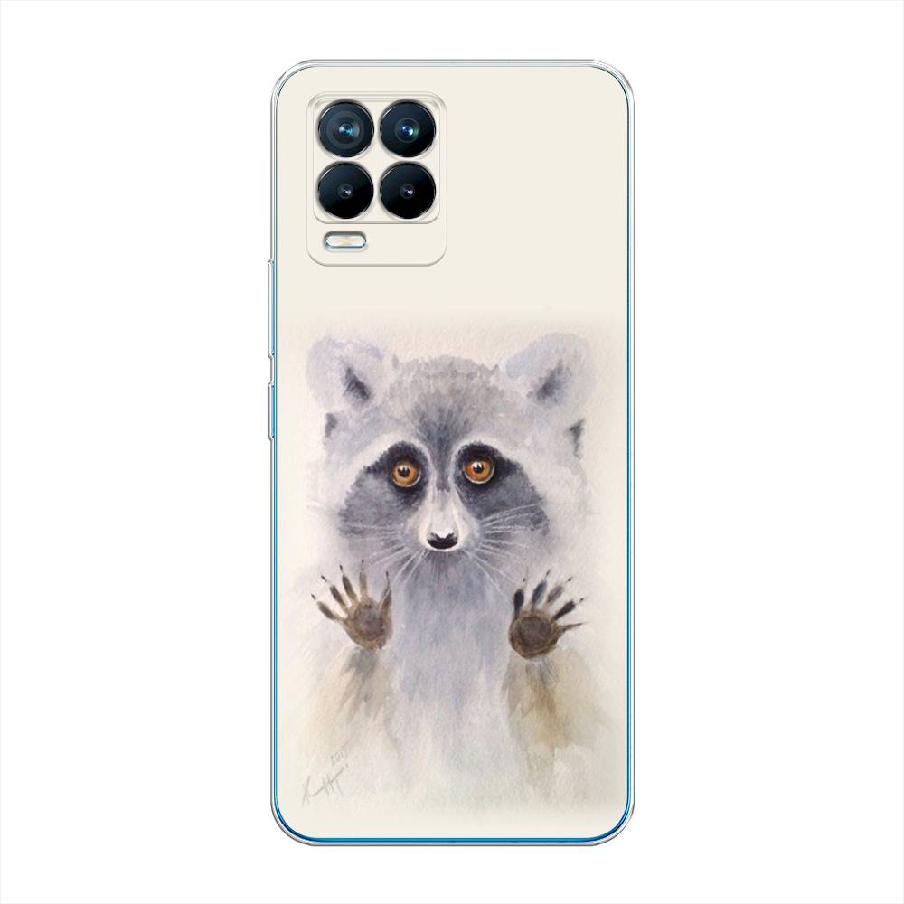 

Чехол на Oppo Realme 8 "Енот за стеклом", Бежевый;серый, 255550-4