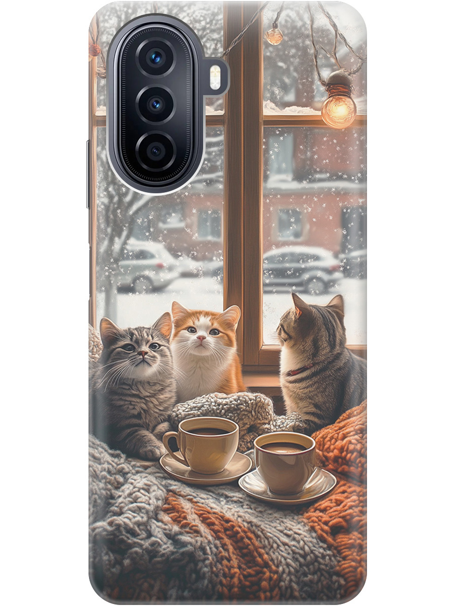 

Силиконовый чехол на Huawei nova Y70 с принтом "Котики на подоконнике", Прозрачный;бежевый;белый;желтый;серый, 740133412
