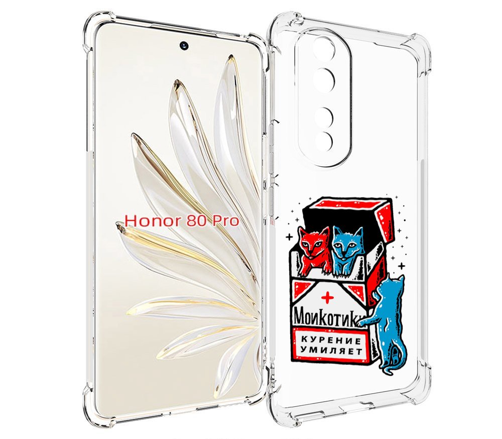 

Чехол MyPads красно-синие-коты для Honor 80 Pro, Прозрачный, Tocco