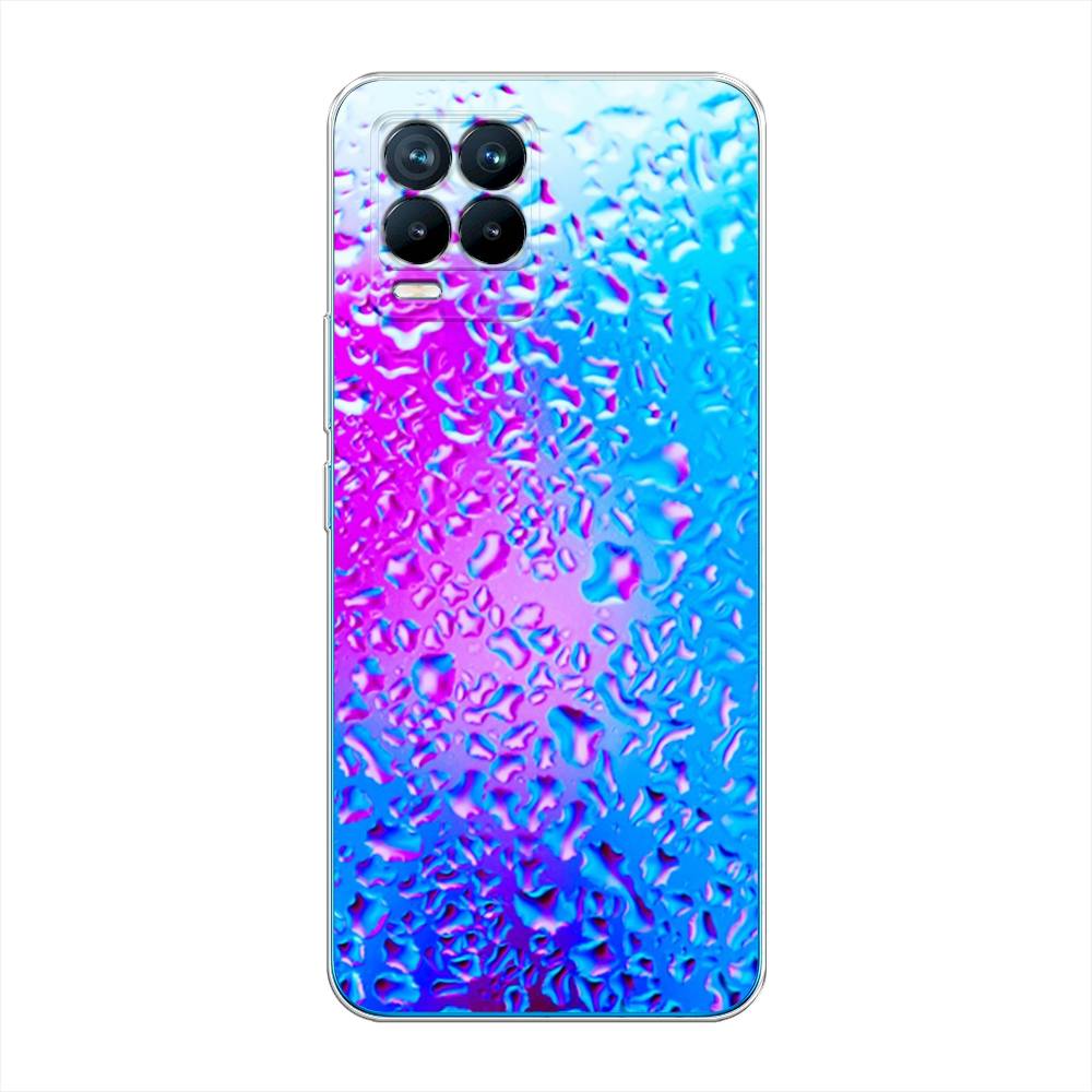 

Чехол на Oppo Realme 8 "Капли на стекле", Голубой;розовый, 255550-3