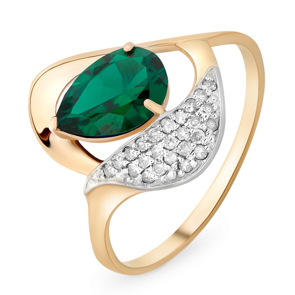 

Кольцо женское из красного золота с изумрудом, бриллиантом 585Gold 101010060, р. 18, 101010060