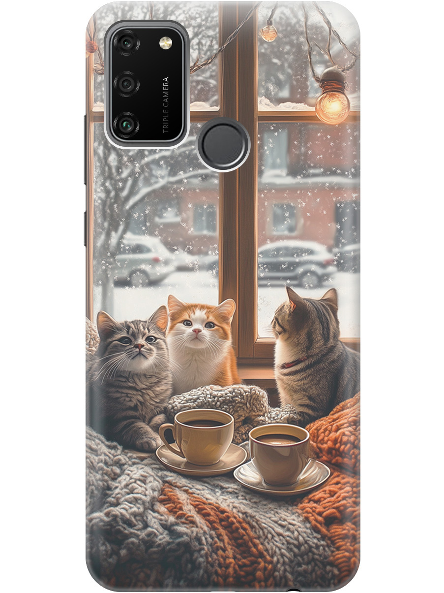 

Силиконовый чехол на Honor 9A с принтом "Котики на подоконнике", Прозрачный;бежевый;белый;желтый;серый, 722942012
