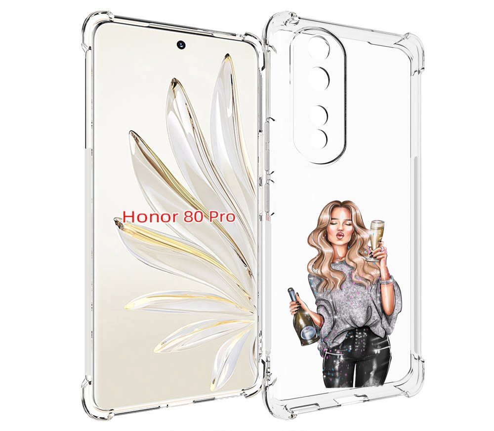 

Чехол MyPads красивая-любительница-шампанского женский для Honor 80 Pro, Прозрачный, Tocco
