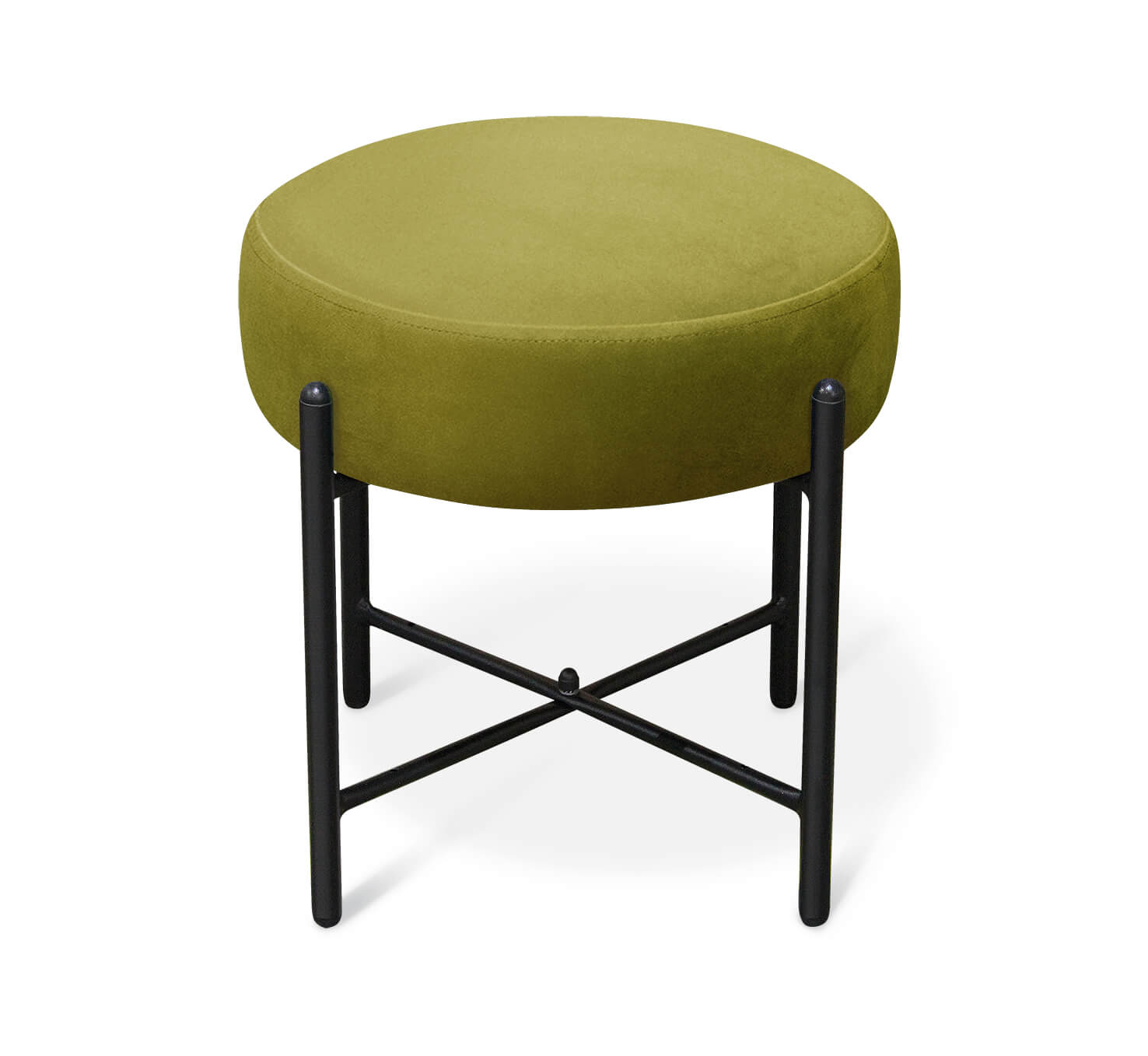 Пуф круглый мягкий ГринХауз, D-41хH40 см, фисташковый/черный