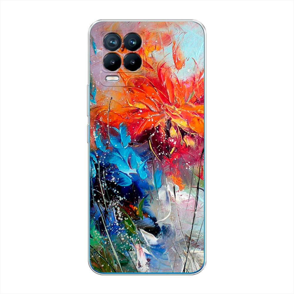 

Чехол на Oppo Realme 8 "Абстрактные цветы", Оранжевый;синий, 255550-4