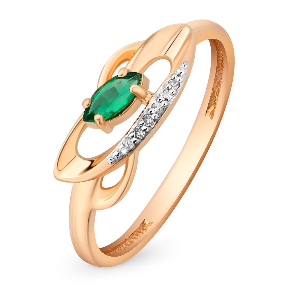 

Кольцо женское из красного золота с изумрудом, бриллиантом 585Gold 101008499, р, 101008499