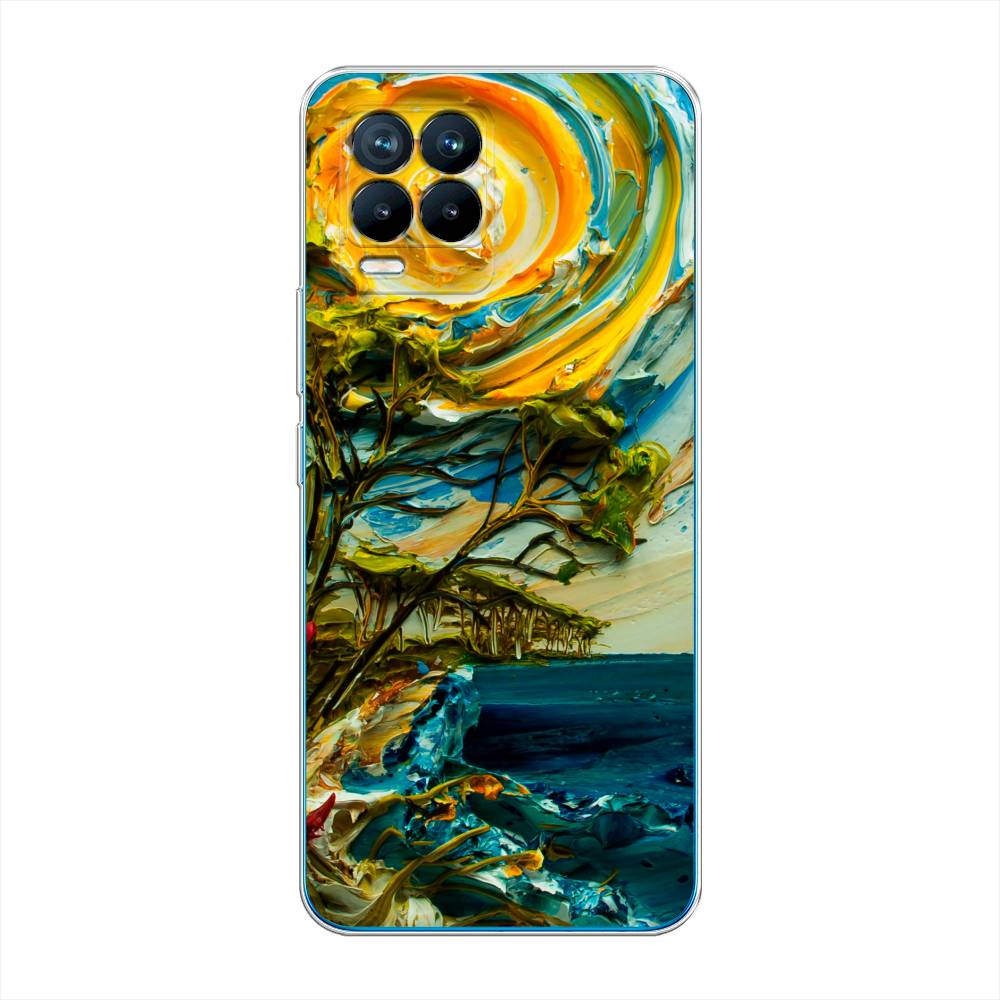 

Чехол на Oppo Realme 8 "Солнце живопись", Желтый;синий, 255550-4