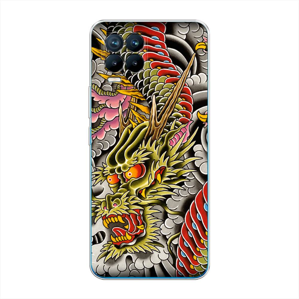 

Чехол на Oppo Realme 8 "Японский дракон", Желтый;розовый;красный, 255550-4