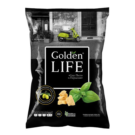 

Чипсы картофельные Golden Life Соус Песто и Пармезан 90 г