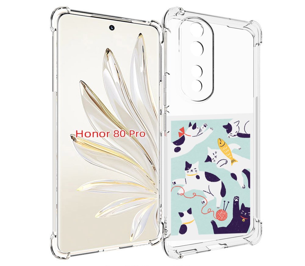 

Чехол MyPads коты-с-клубками для Honor 80 Pro, Прозрачный, Tocco