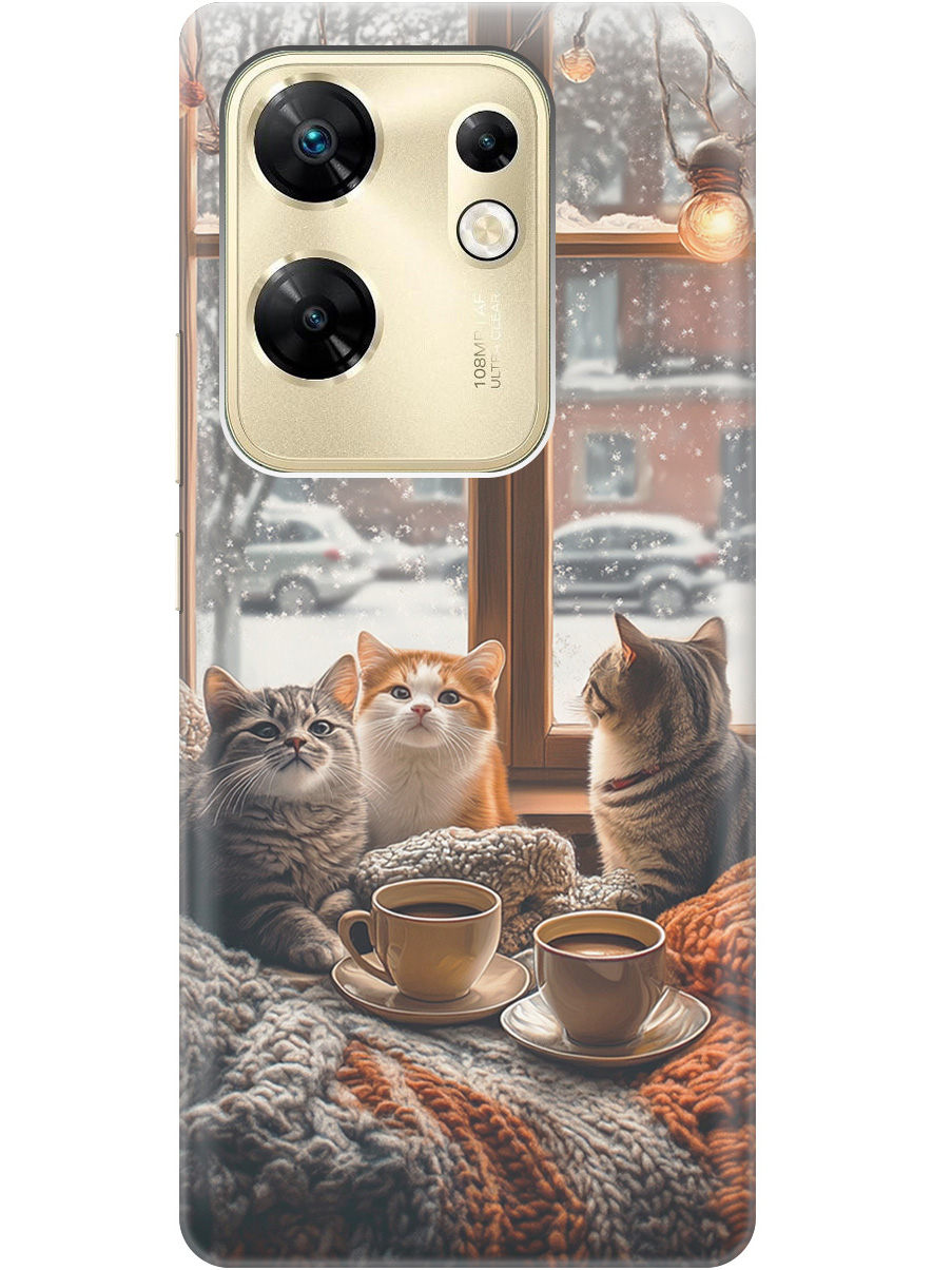 

Силиконовый чехол на Infinix Zero 30 4G с принтом "Котики на подоконнике", Прозрачный;бежевый;белый;желтый;серый, 778687912