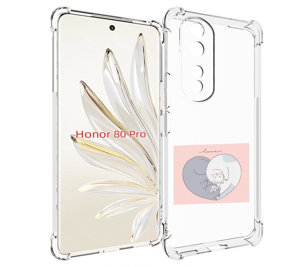 

Чехол MyPads котики-в-форме-сердца для Honor 80 Pro, Прозрачный, Tocco