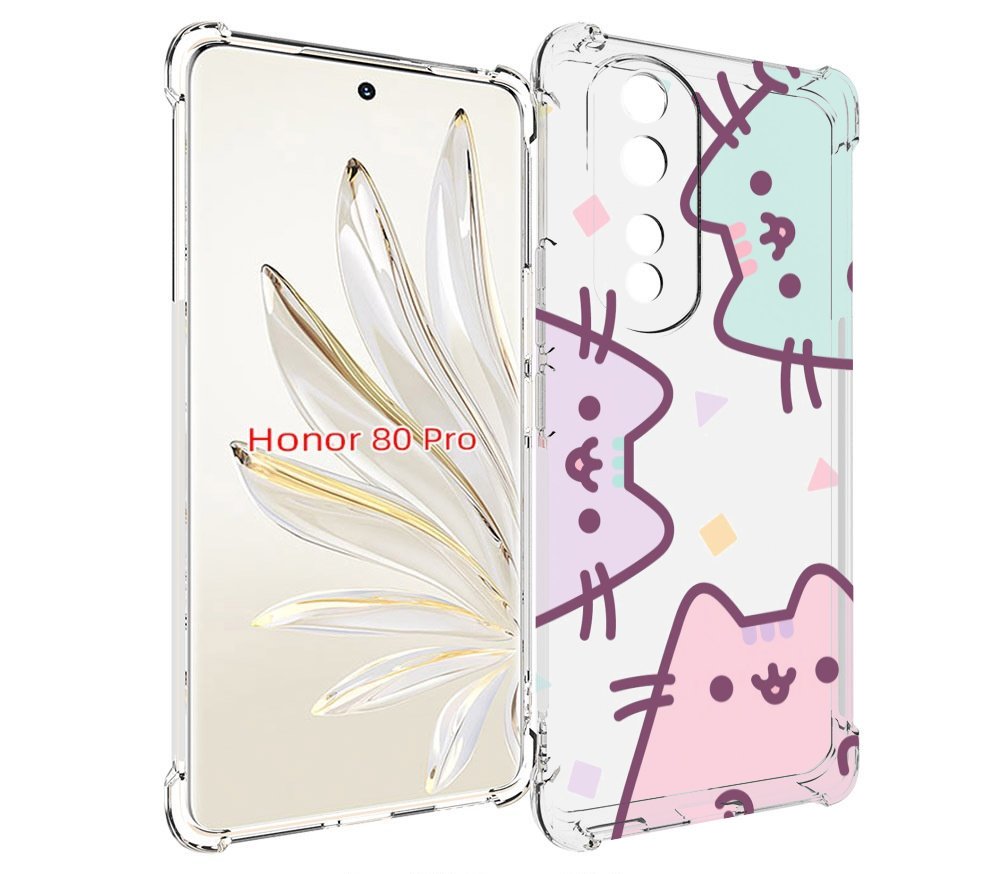 

Чехол MyPads котики зеленый фиолетовый розовый женский для Honor 80 Pro, Прозрачный, Tocco