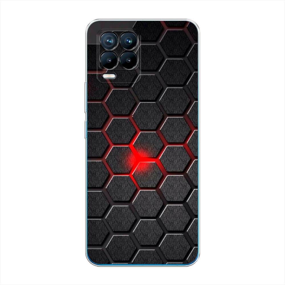 

Чехол на Oppo Realme 8 "Соты красные", Красный;черный;серый, 255550-3