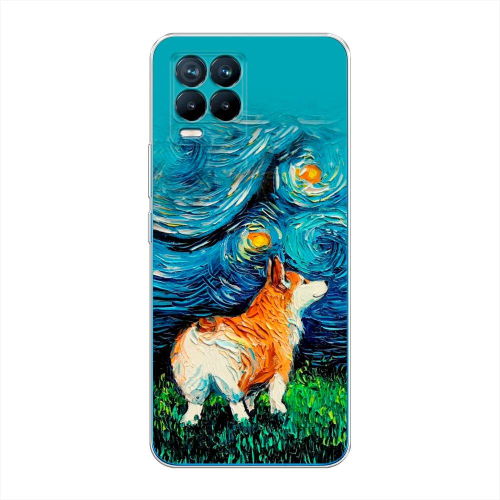 

Чехол на Oppo Realme 8 "Корги звёздная ночь", Коричневый;белый;зеленый, 255550-1