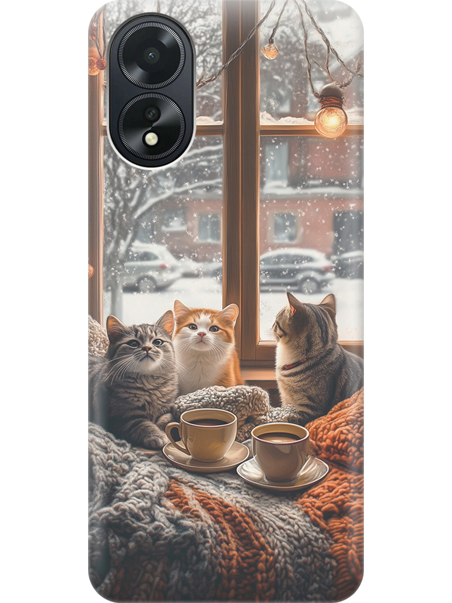 

Силиконовый чехол на Oppo A18 / A38 с принтом "Котики на подоконнике", Прозрачный;бежевый;белый;желтый;серый, 777772112
