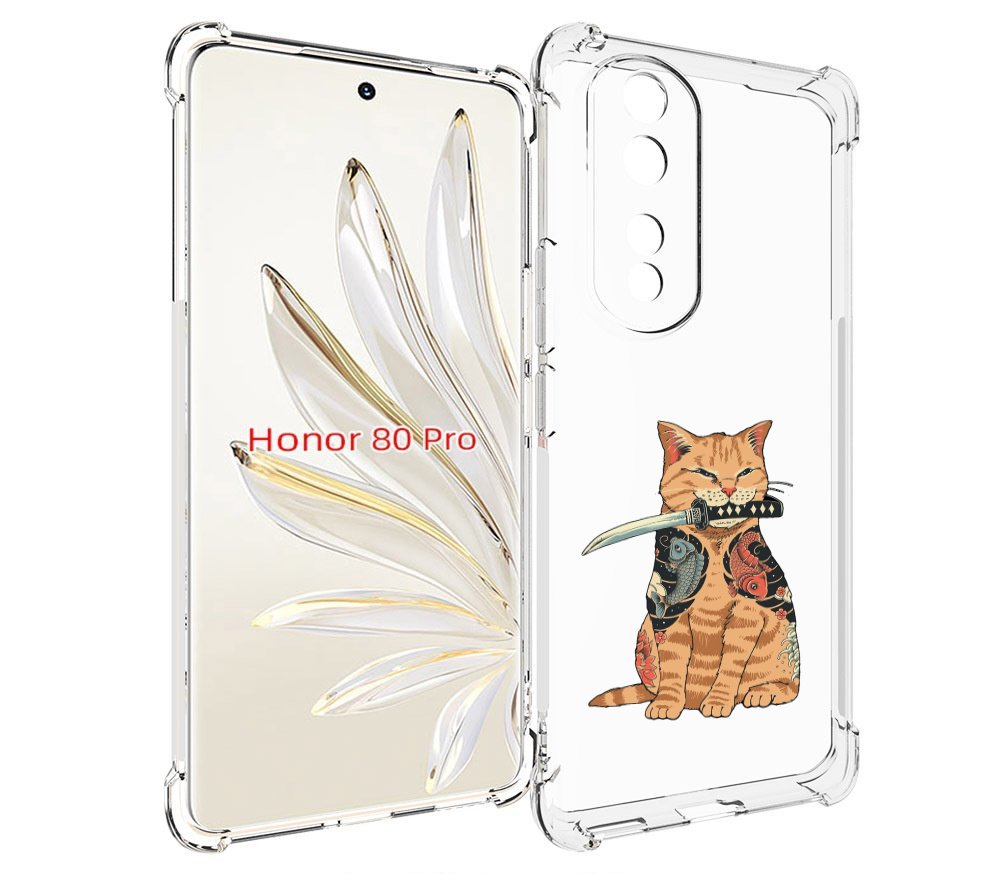

Чехол MyPads кот-с-катаной для Honor 80 Pro, Прозрачный, Tocco