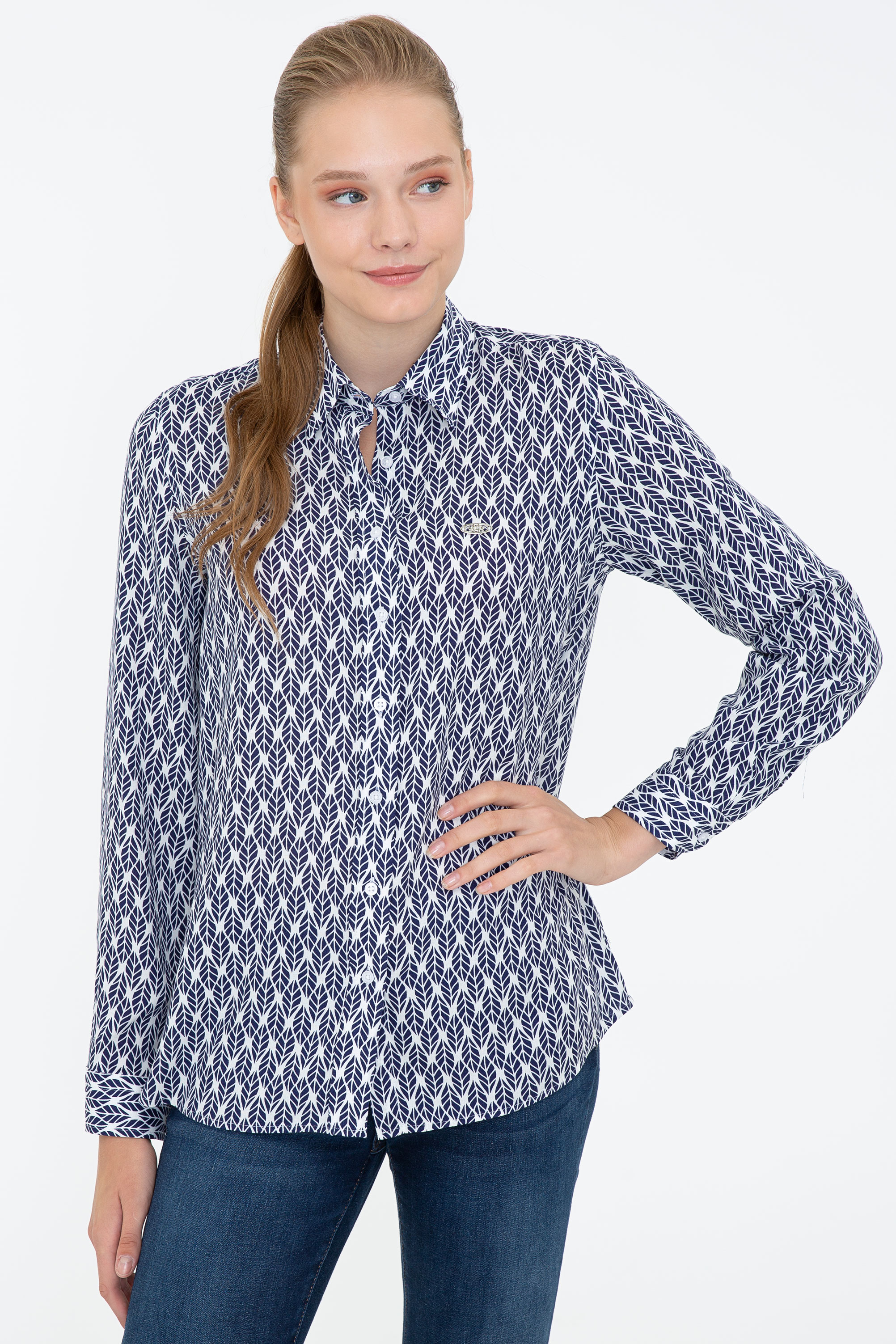 фото Рубашка женская u.s. polo assn. g082gl0040platinum синяя 36