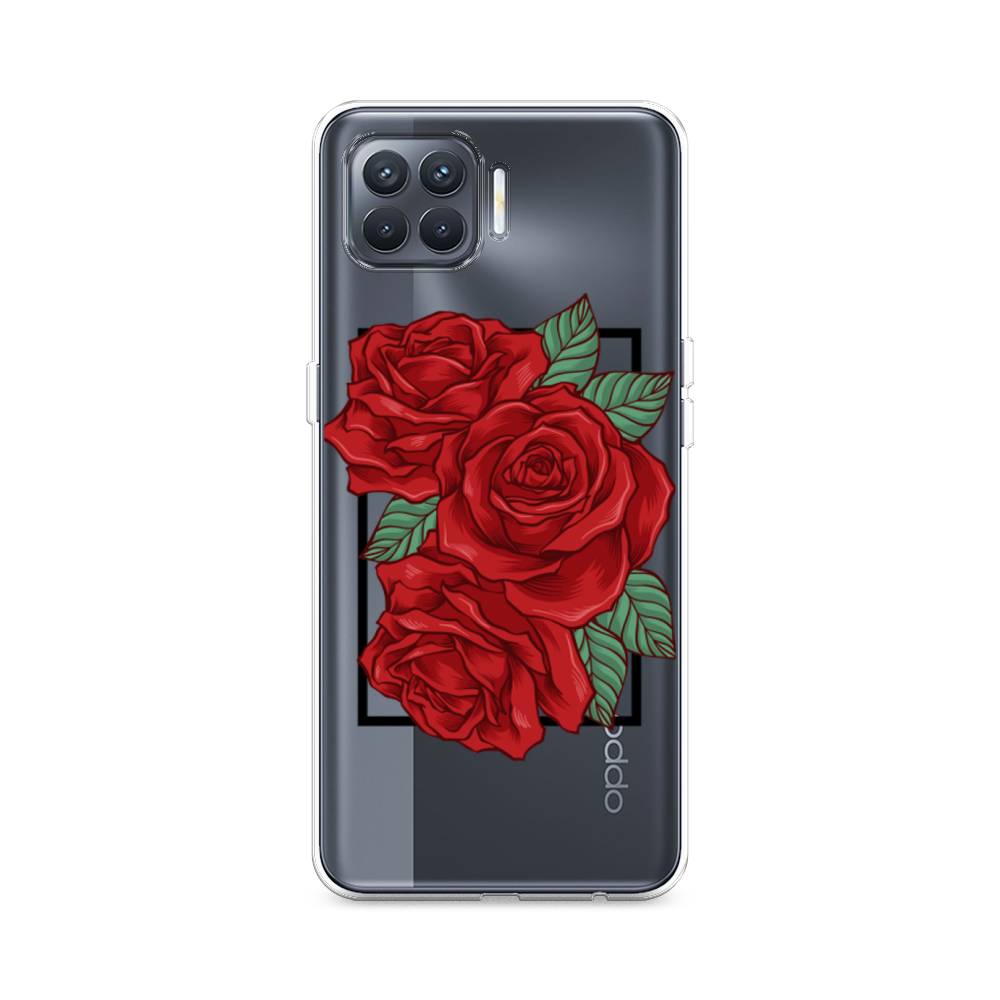 

Чехол на Oppo Reno 4 Lite "Три алые розы", Красный, 255350-2