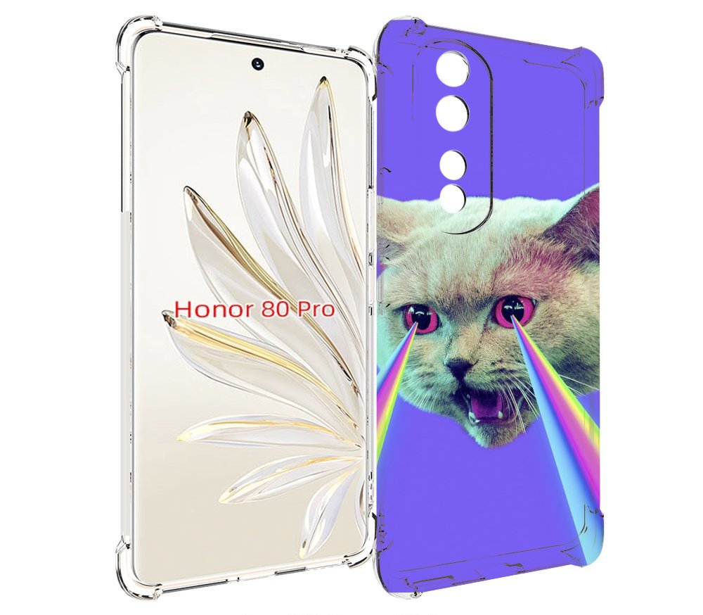 

Чехол MyPads кот с радугой в глазах для Honor 80 Pro, Прозрачный, Tocco