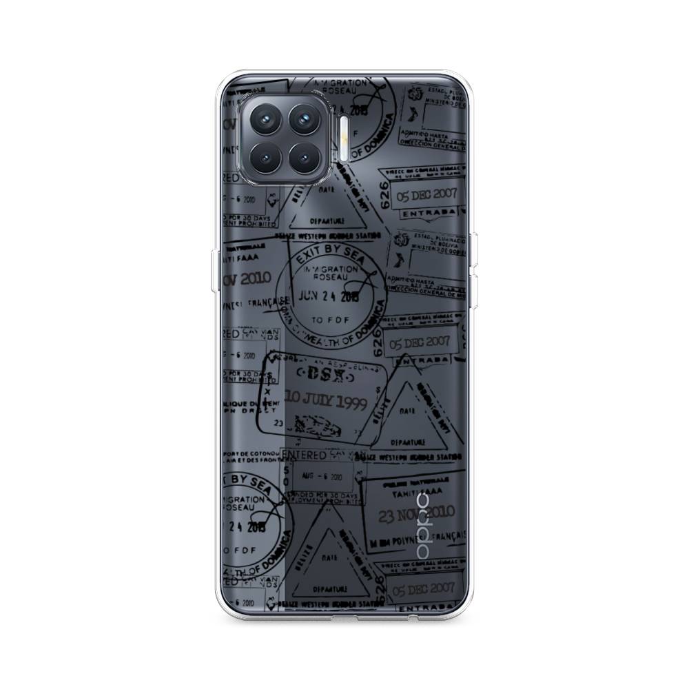 

Чехол на Oppo Reno 4 Lite "Visa stamps 2", Белый;черный;серый, 255350-2