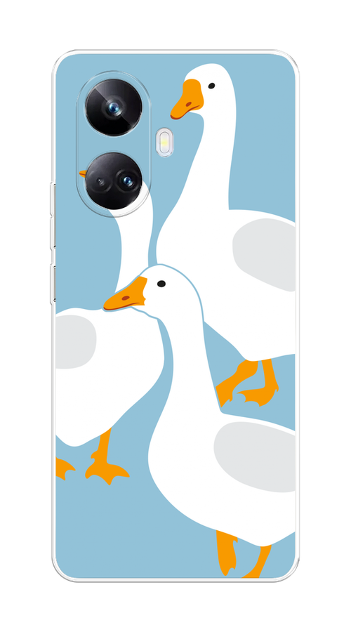 

Чехол на Realme 10 Pro+ "Гусиное трио", Голубой;белый;серый;желтый, 2512350-1