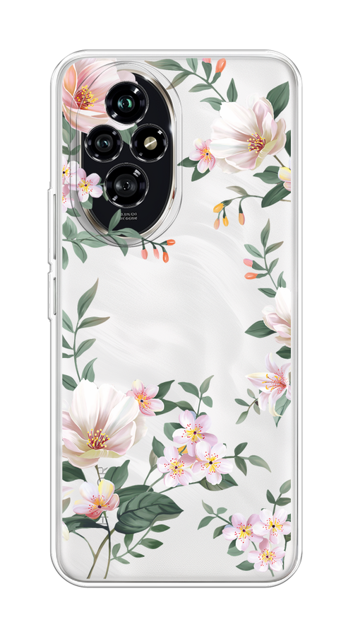 

Чехол на Honor 200 "Beautiful white flowers", Бежевый;зеленый, 6124750-1