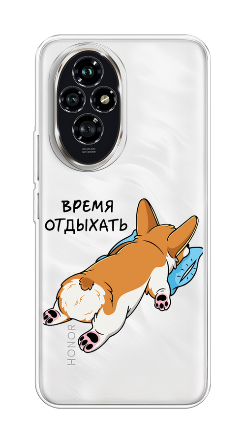 

Чехол на Honor 200 "Корги отдыхает", Черный;коричневый;голубой, 6124750-1