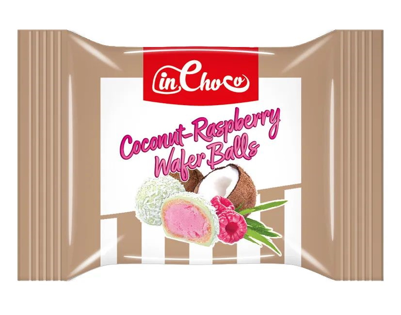 

Конфеты вафельные In Choco с начинкой кокос-малина глазированные в кокосовой обсыпке 150 г